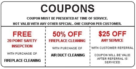 Air Duct Cleaning Coupons, Fireplace Cleaning Coupons & Dryer Vent Cleaning Coupons for Clean Sweep